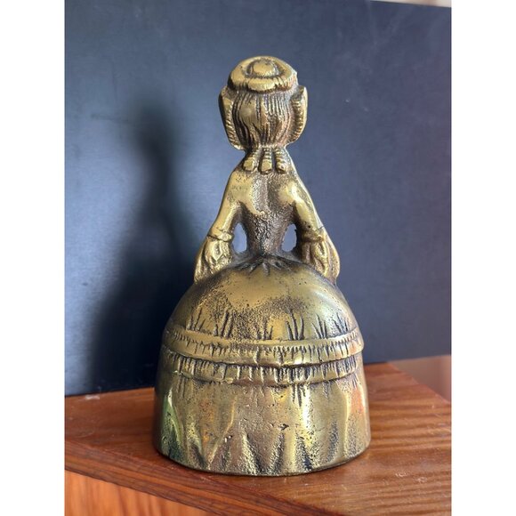 Vintage Brass Victorian Lady Doll Shape figure Rare unique Hand Casted Bell 5” - Picture 4 of 7